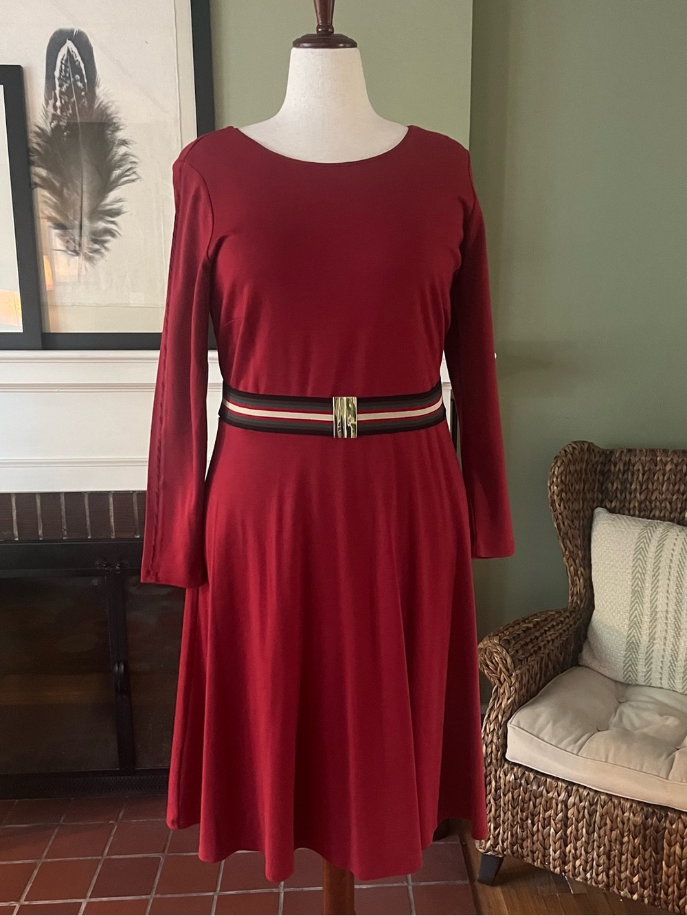 ELOQUII Garnet Red Fit & Flare Midi Dress - Size 18  - NWOT